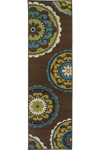 Caspian 859D Brown/ Green Rug - Baconco