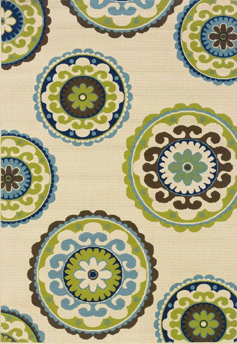 Caspian 859J Ivory/ Green Rug - Baconco