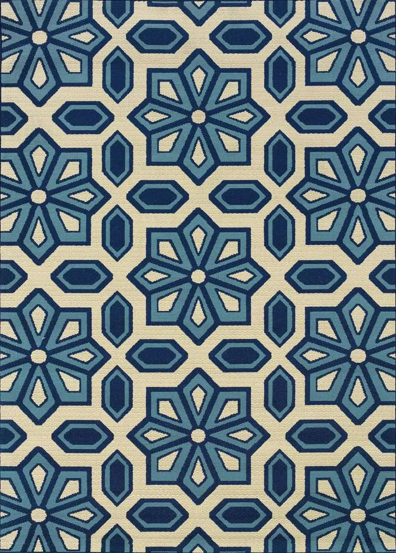 Caspian 969W Ivory/ Blue Rug - Baconco