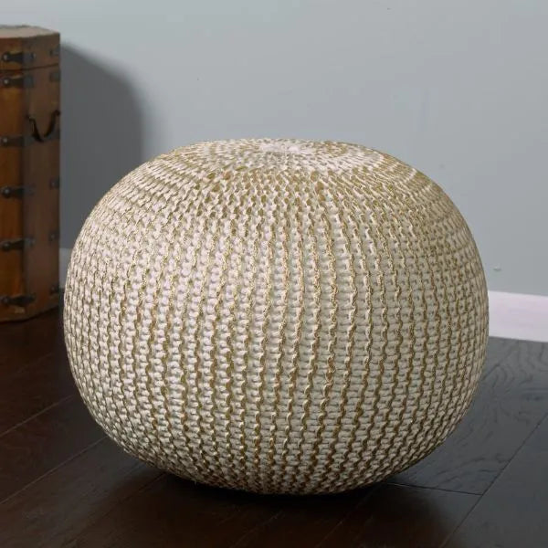 Celtic 08125BNG Bone/Gold Pouf - Baconco