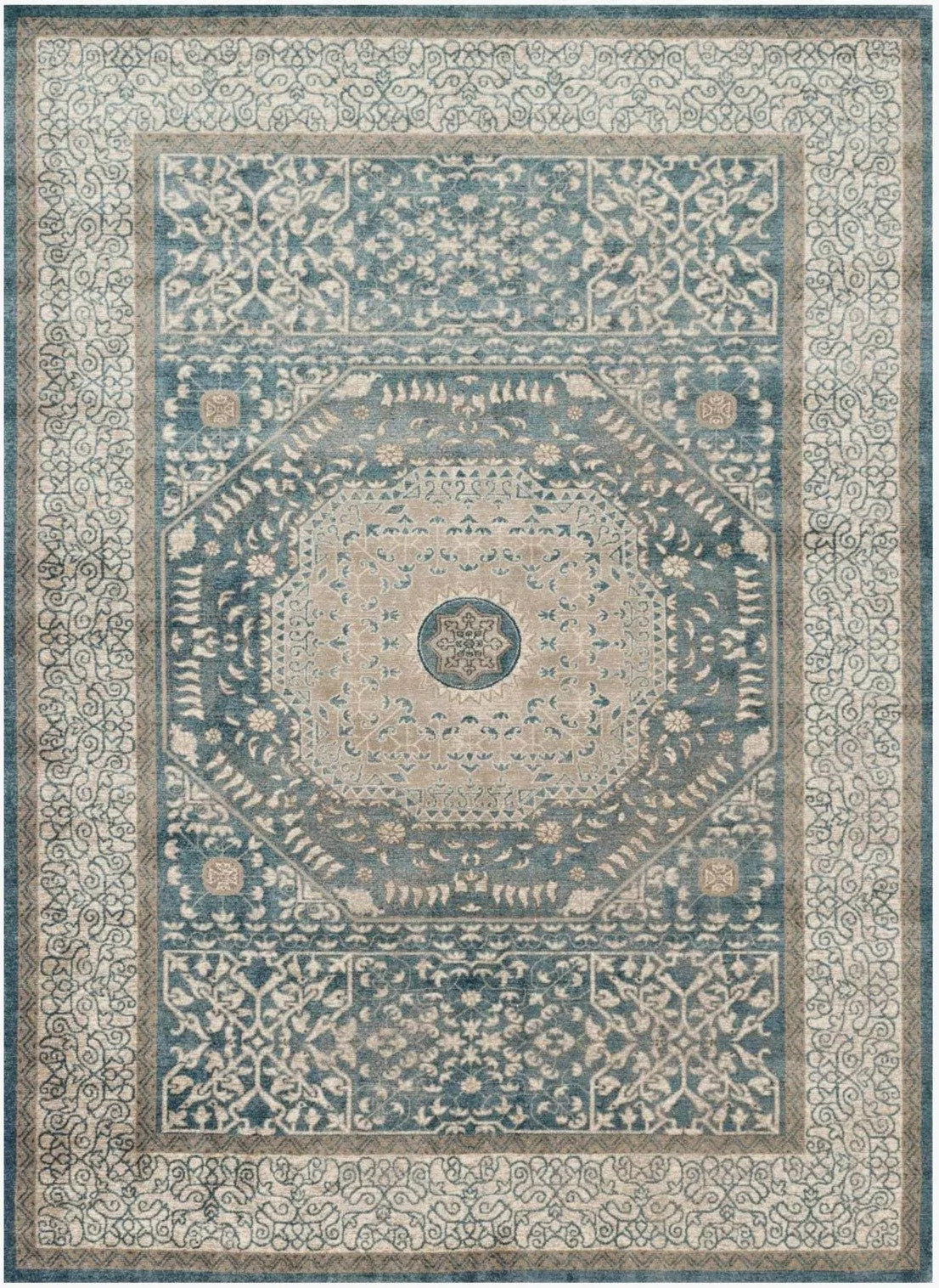 Century CQ 01 Blue / Sand Rug - Baconco