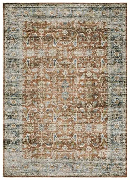 Charleston CHA04 Rust/Blue Rug - Baconco