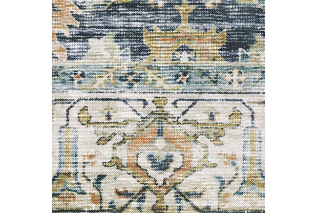 Charleston CHA05 Gold/Blue Rug - Baconco