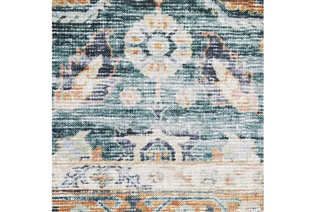 Charleston CHA06 Blue/Rust Rug - Baconco