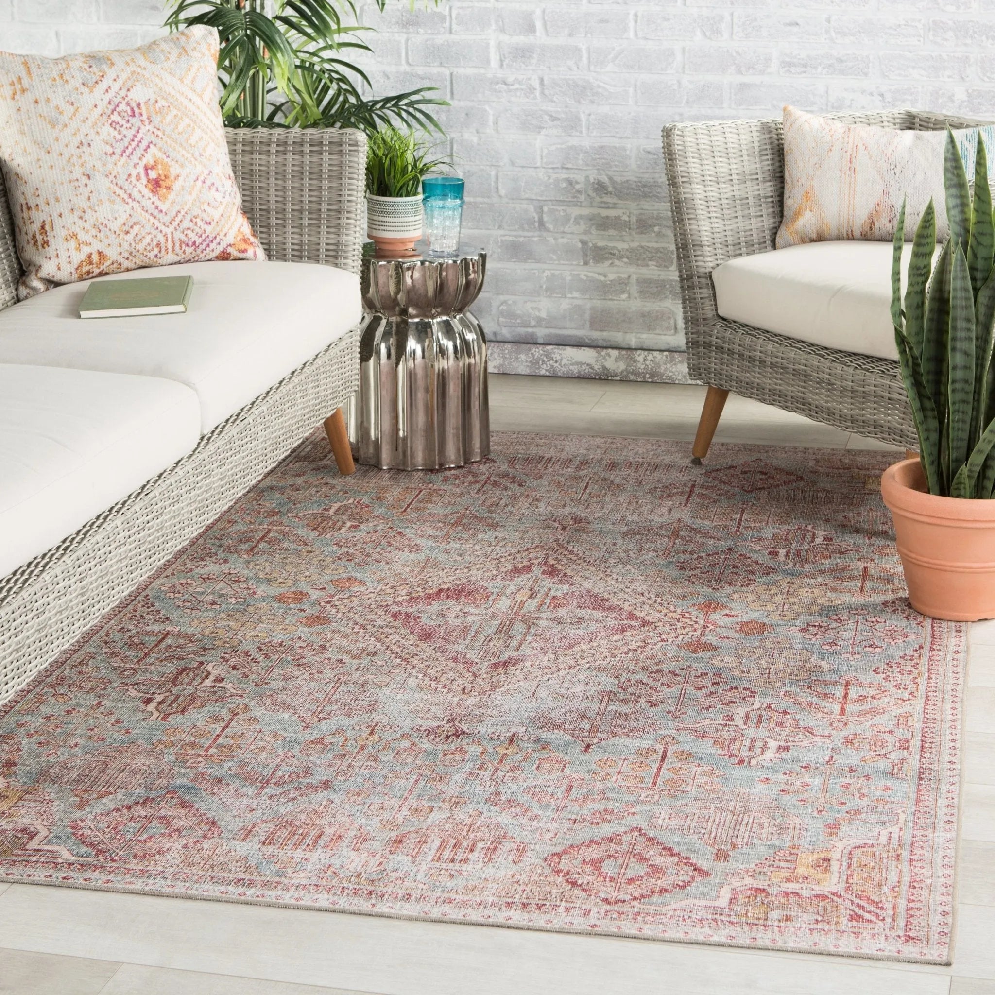 Chateau Cht05 Kendrick Sky Blue/Pink Rug - Baconco