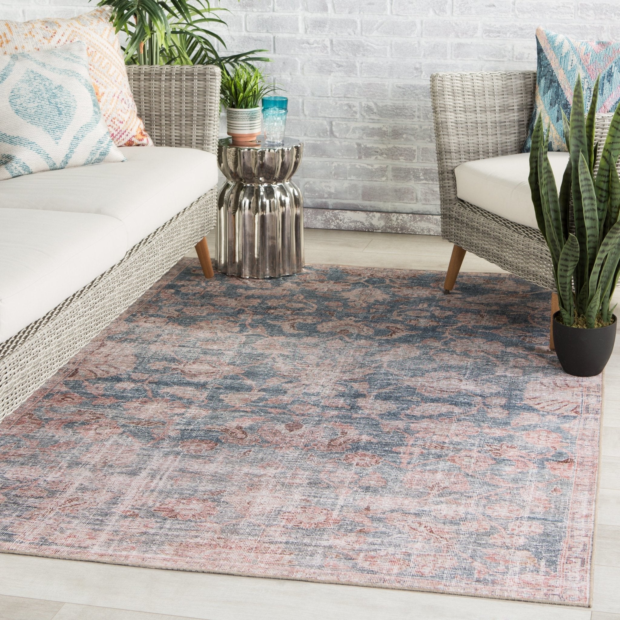 Chateau Cht07 Bardia Blue/Light Pink Rug - Baconco