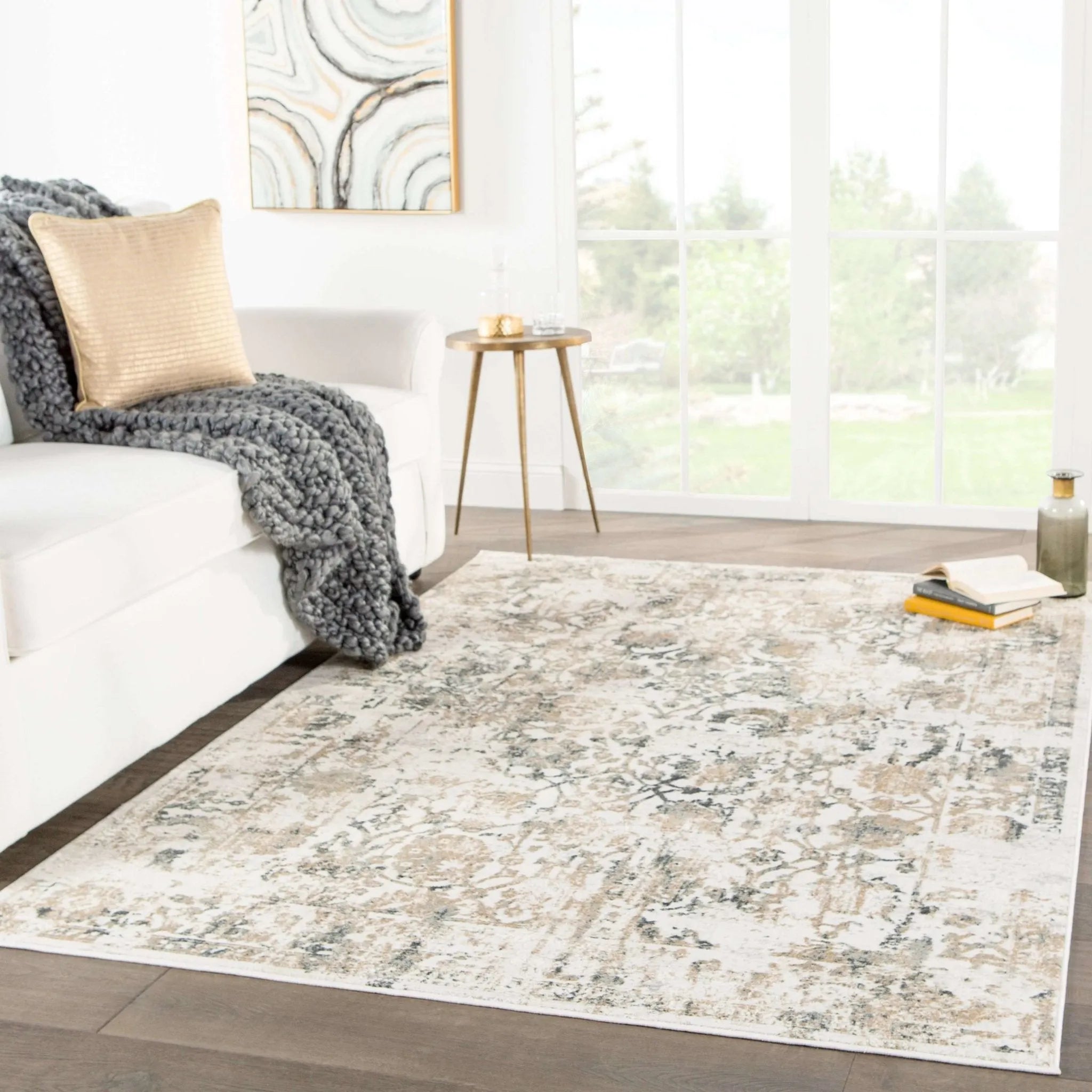 Cirque CIQ16 Clara White Sand/Castlerock Rug - Baconco