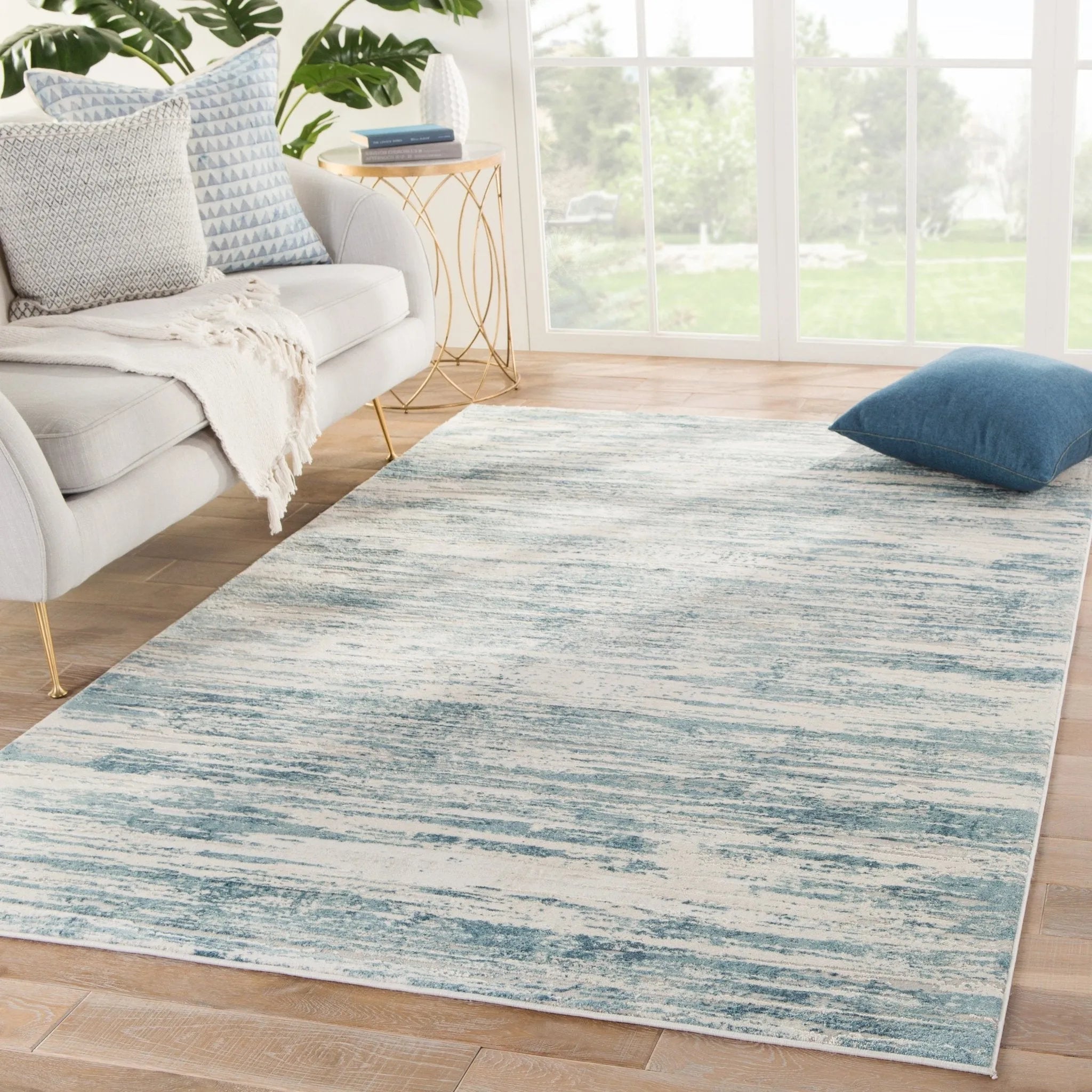 Cirque CIQ33 Heaston Blue/Ivory Rug - Baconco