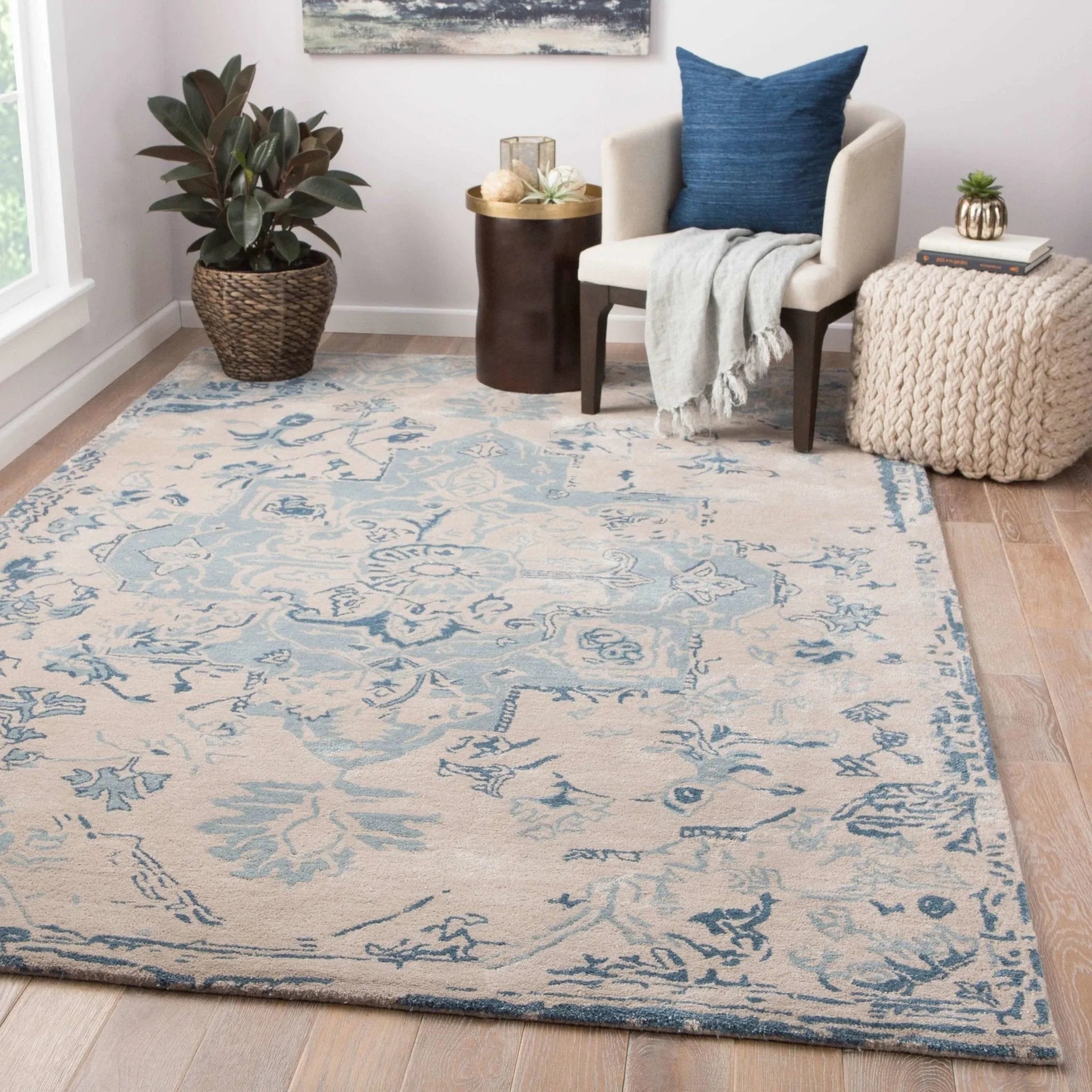 Citrine CIT03 Sasha Beige/Dark Blue Rug