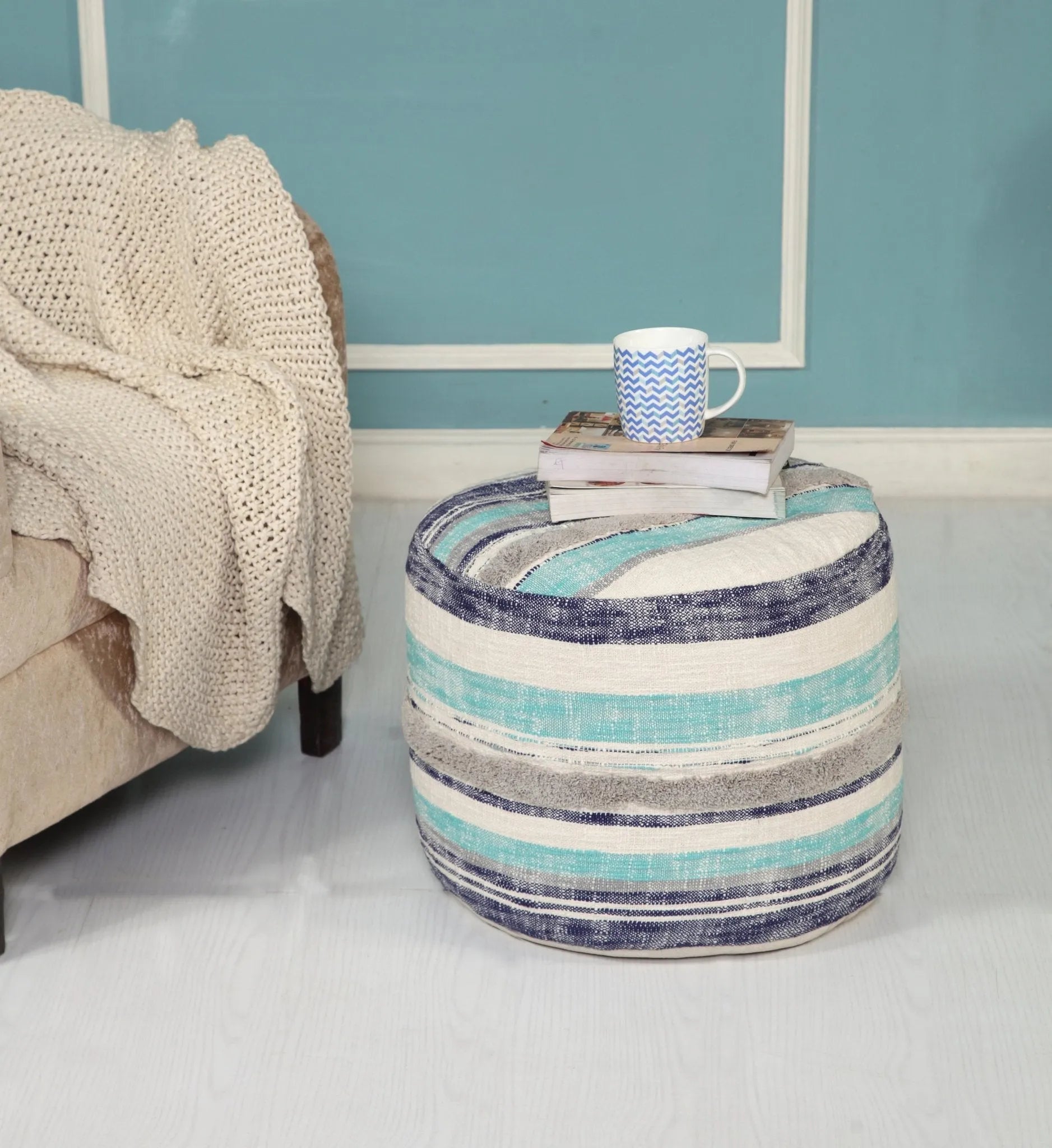 Coastal Stripe LR99719 Pouf - Baconco