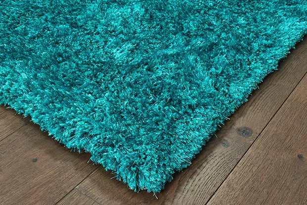 Cosmo Shag 81104 Teal/ Teal Rug - Baconco