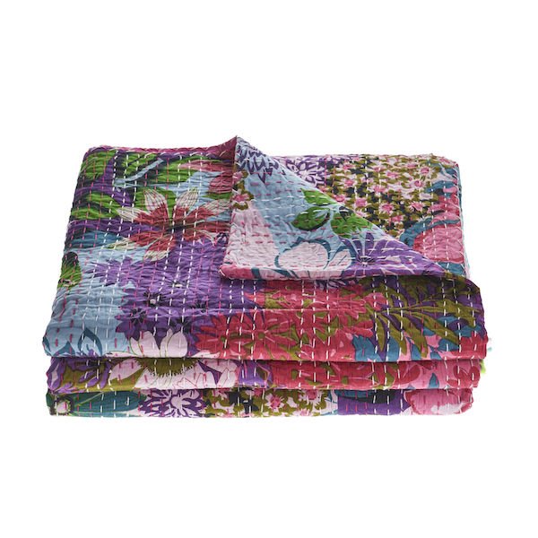 Cotton Kantha Lr81481 Multi Coverlet - Baconco