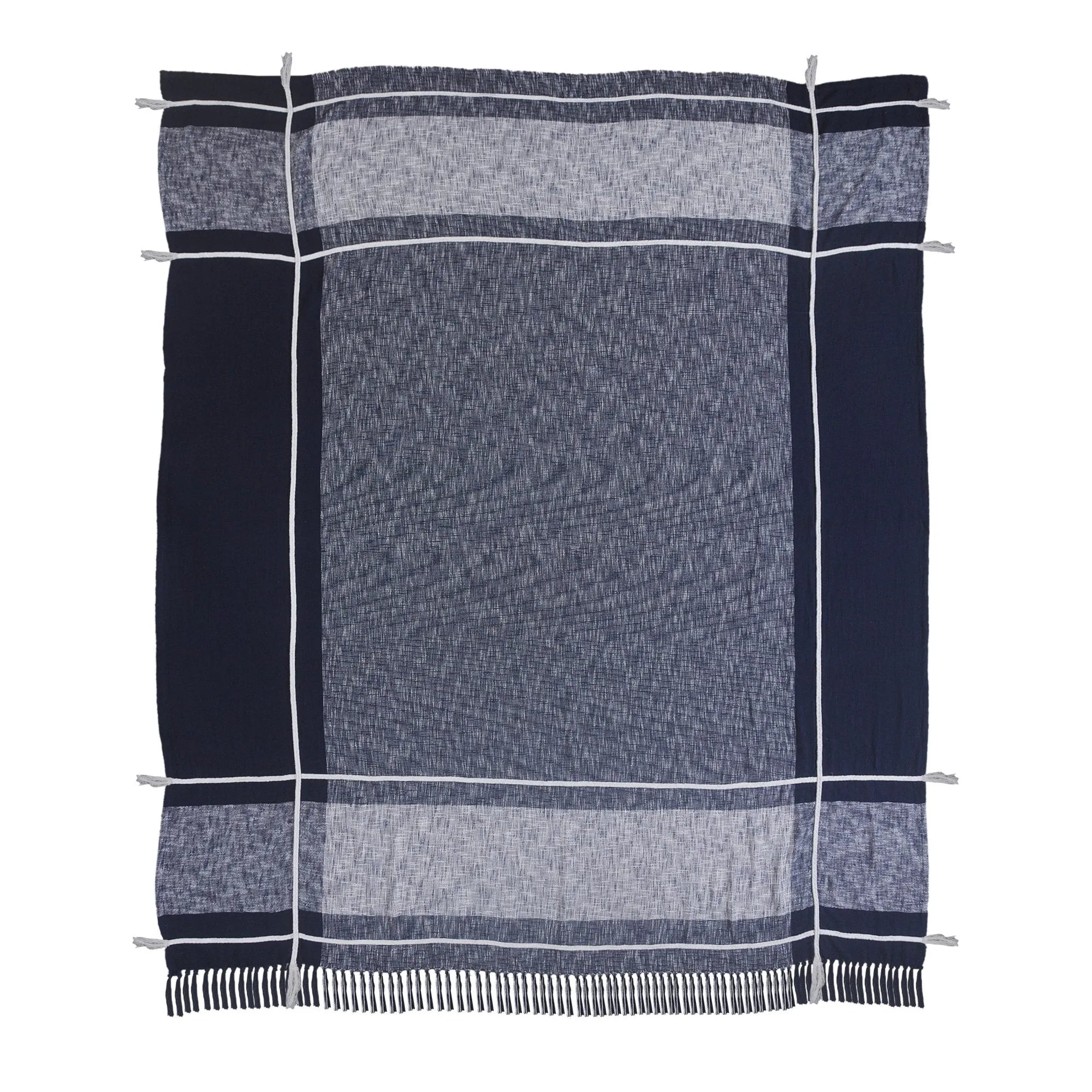 Cotton Lr81484 Navy/White Coverlet - Baconco