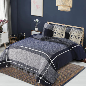 Cotton Lr81484 Navy/White Coverlet - Baconco