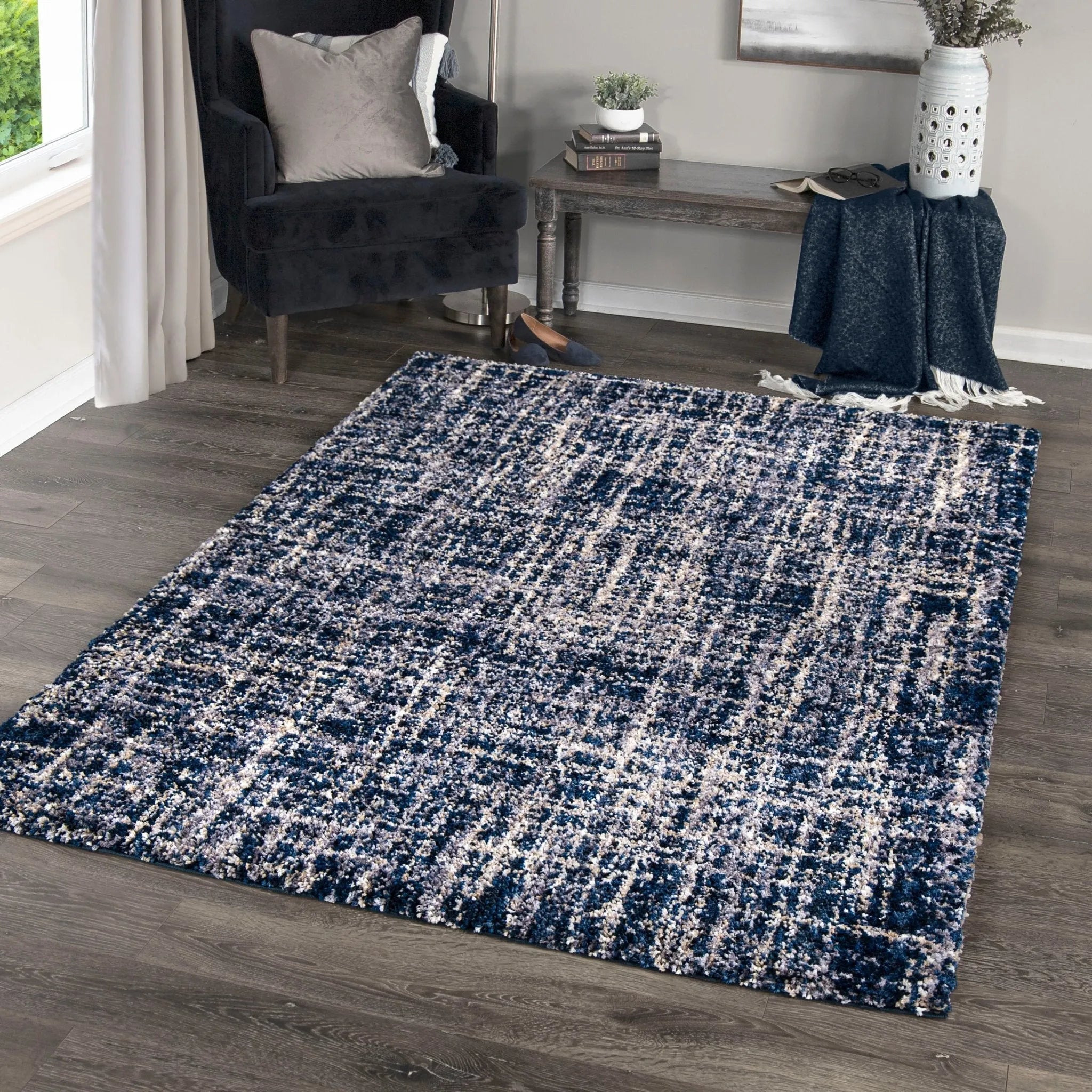 Cotton Tail JA26 Cross Thatch Navy Rug - Baconco