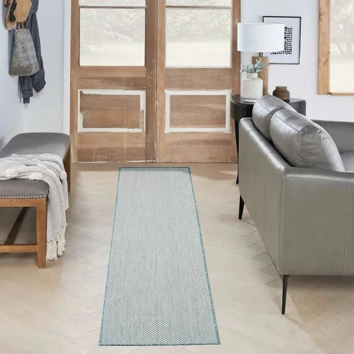 Courtyard COU01 Ivory/Aqua Rug - Baconco