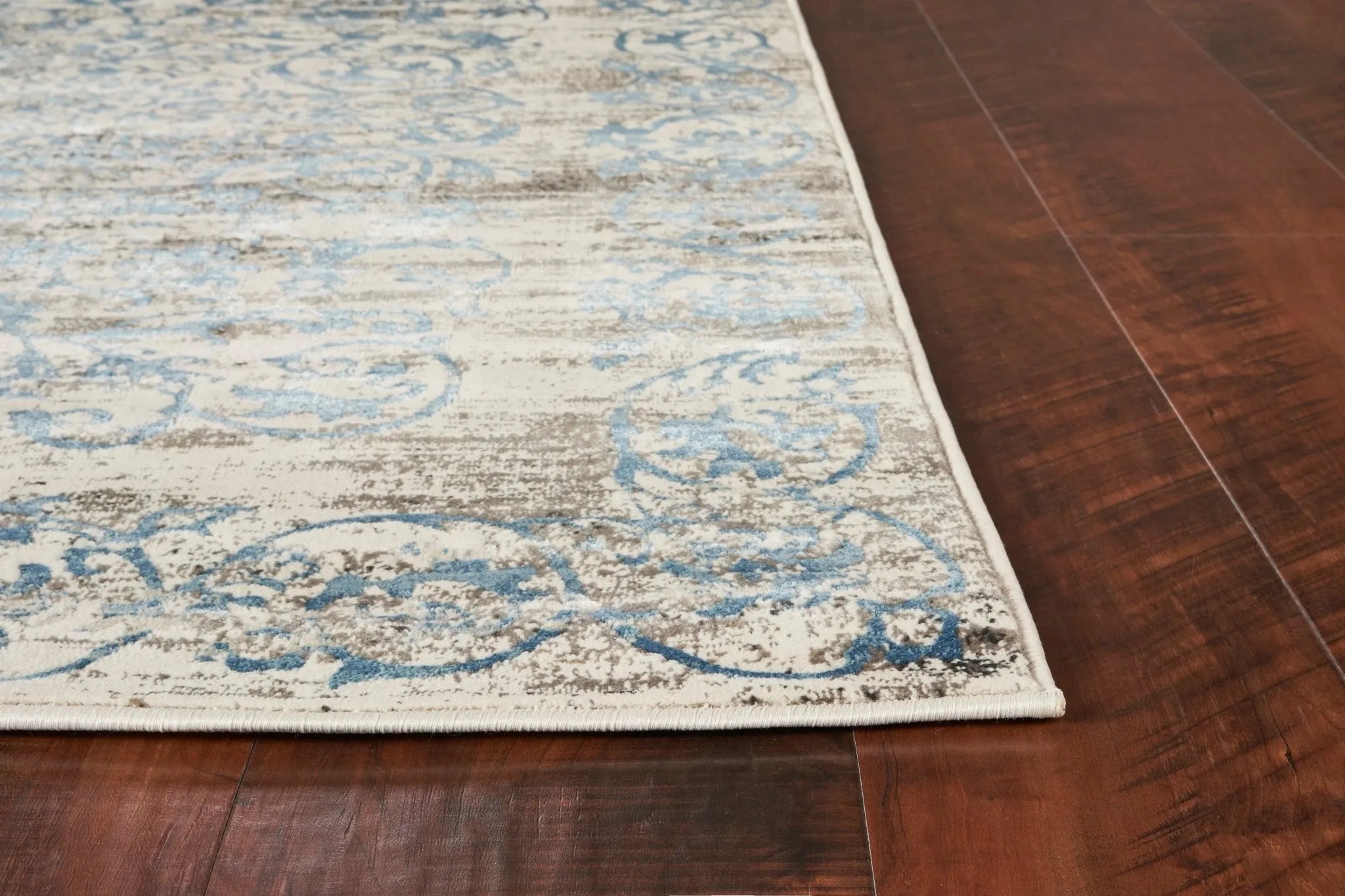 Crete 6503 Courtyard Ivory/Blue Rug - Baconco