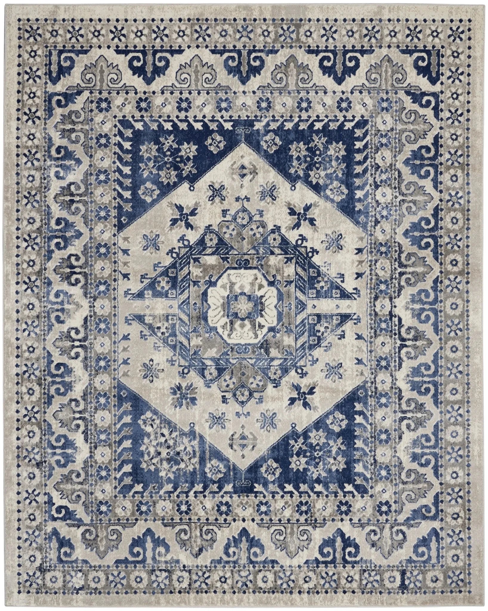 Cyrus CYR05 Ivory Blue Rug - Baconco