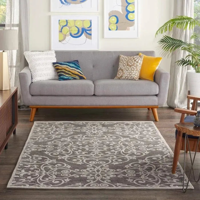 Damask DAS01 Grey Rug - Baconco