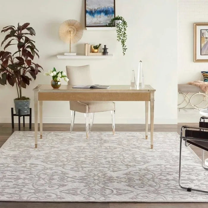 Damask DAS01 Ivory/Grey Rug - Baconco