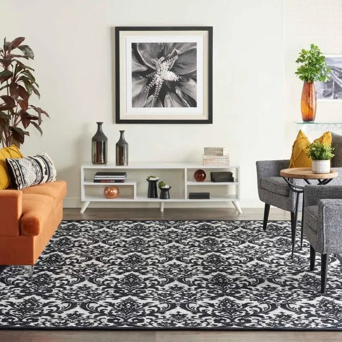 Damask DAS02 Black/White Rug - Baconco