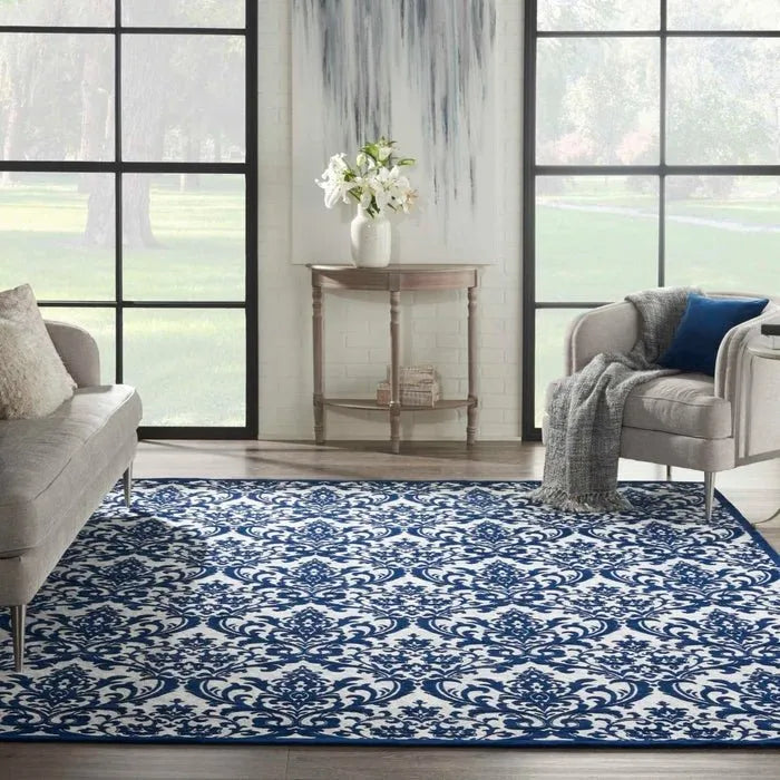 Damask DAS02 Ivory/Navy Rug - Baconco