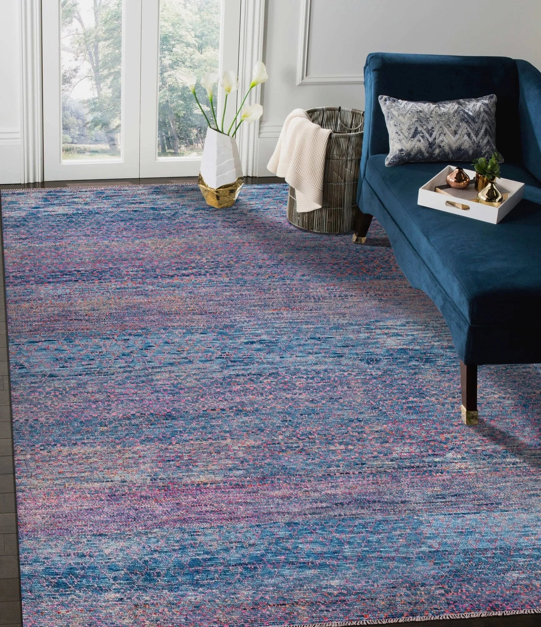 Durva Wool & Silk SC-27B Blue Rug - Baconco