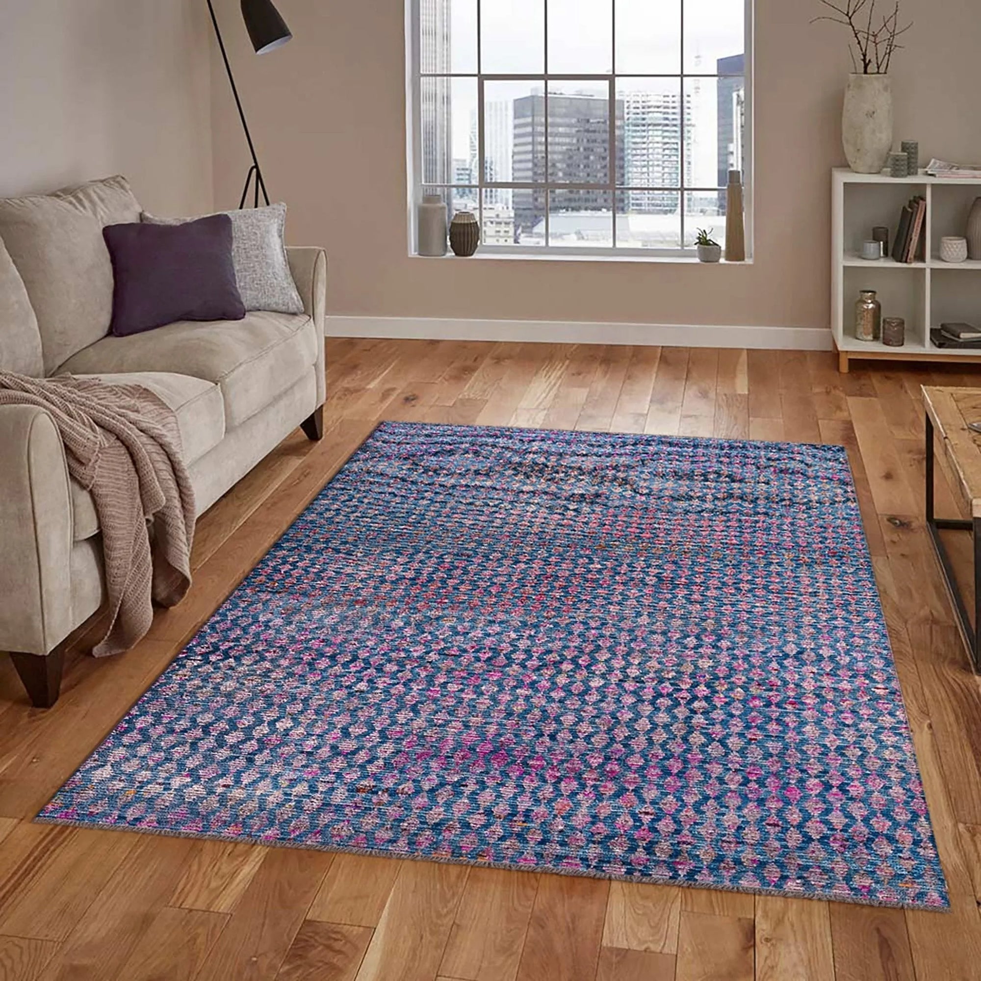 Durva Wool & Silk SC-30A Blue Rug - Baconco