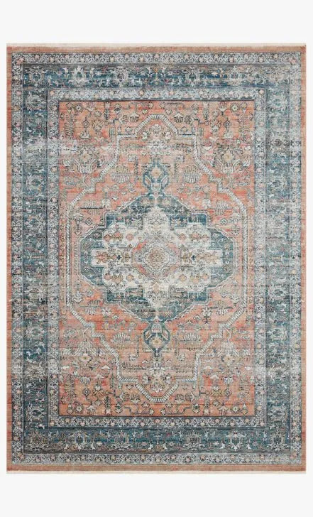 Elise ELI-01 Coral/Blue Rug - Baconco