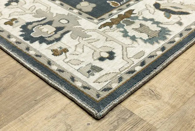 Ellington ELL08 Beige/Blue Rug - Baconco