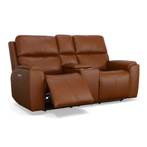 Ellis Power Reclining Loveseat with Console and Power Headrests - Baconco