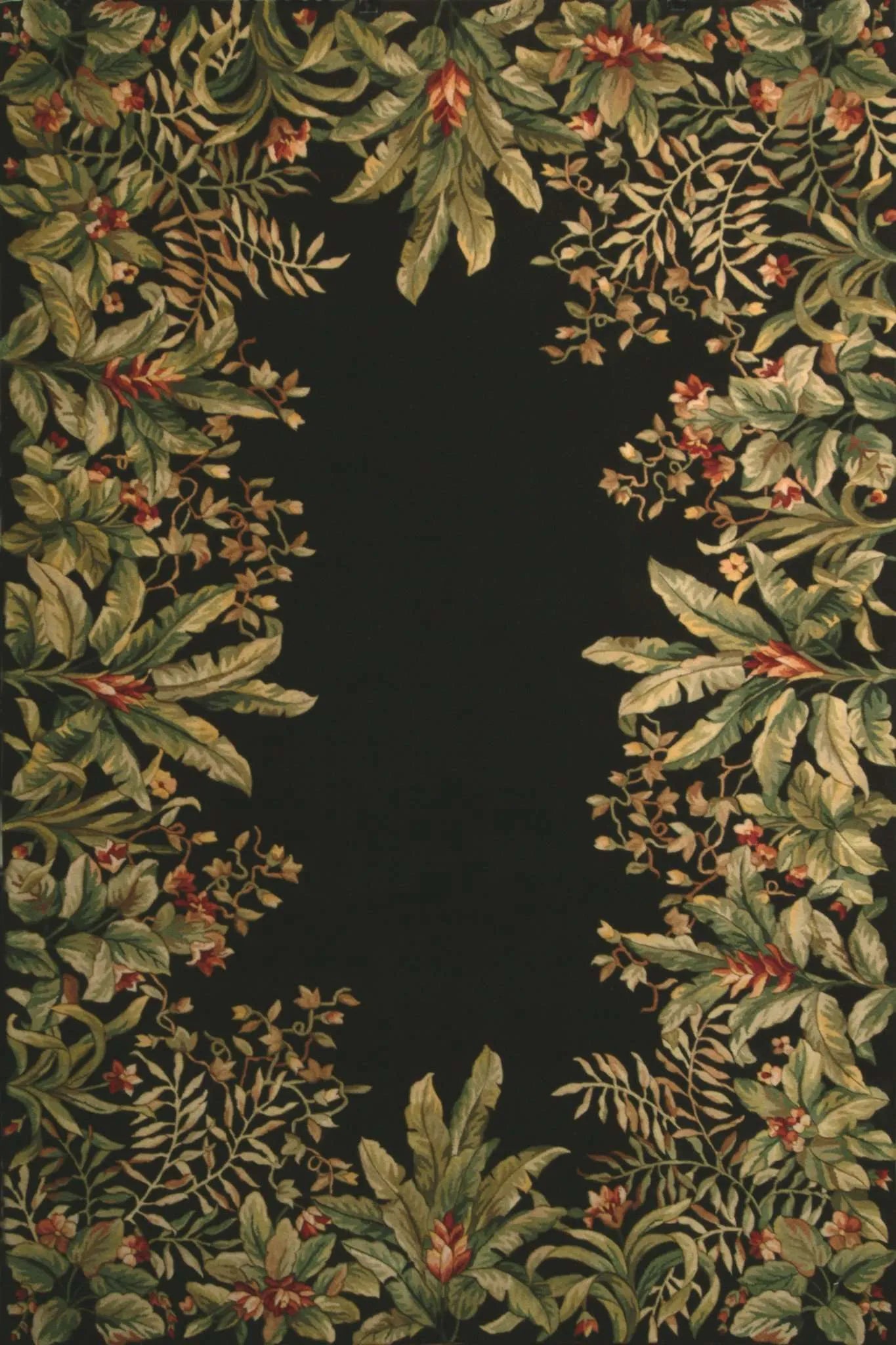 Emerald 9001 Tropical Border Black Rug - Baconco