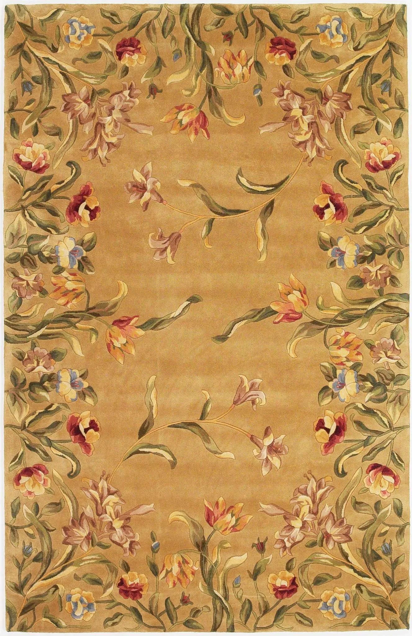 Emerald 9080 Tulip Garden Gold Rug - Baconco