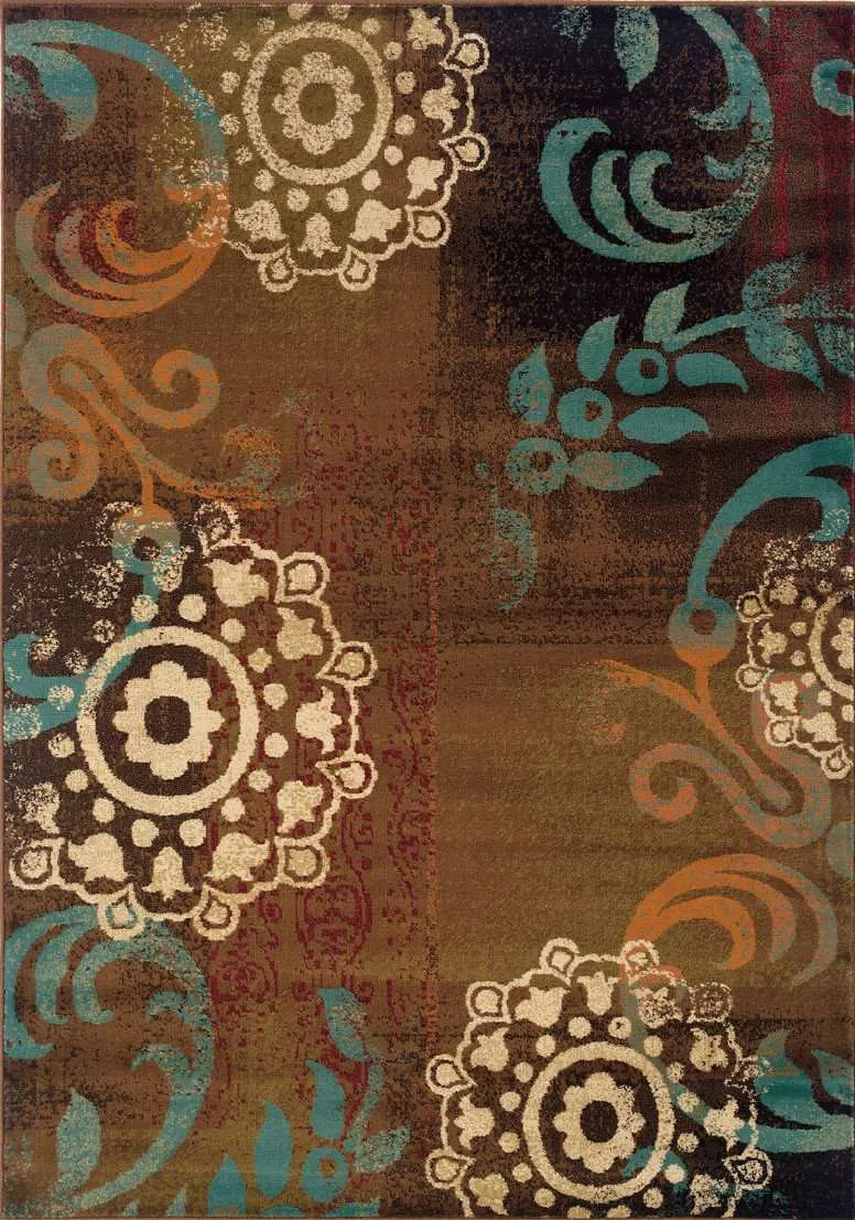 Emerson 2822A Brown/ Blue Rug - Baconco