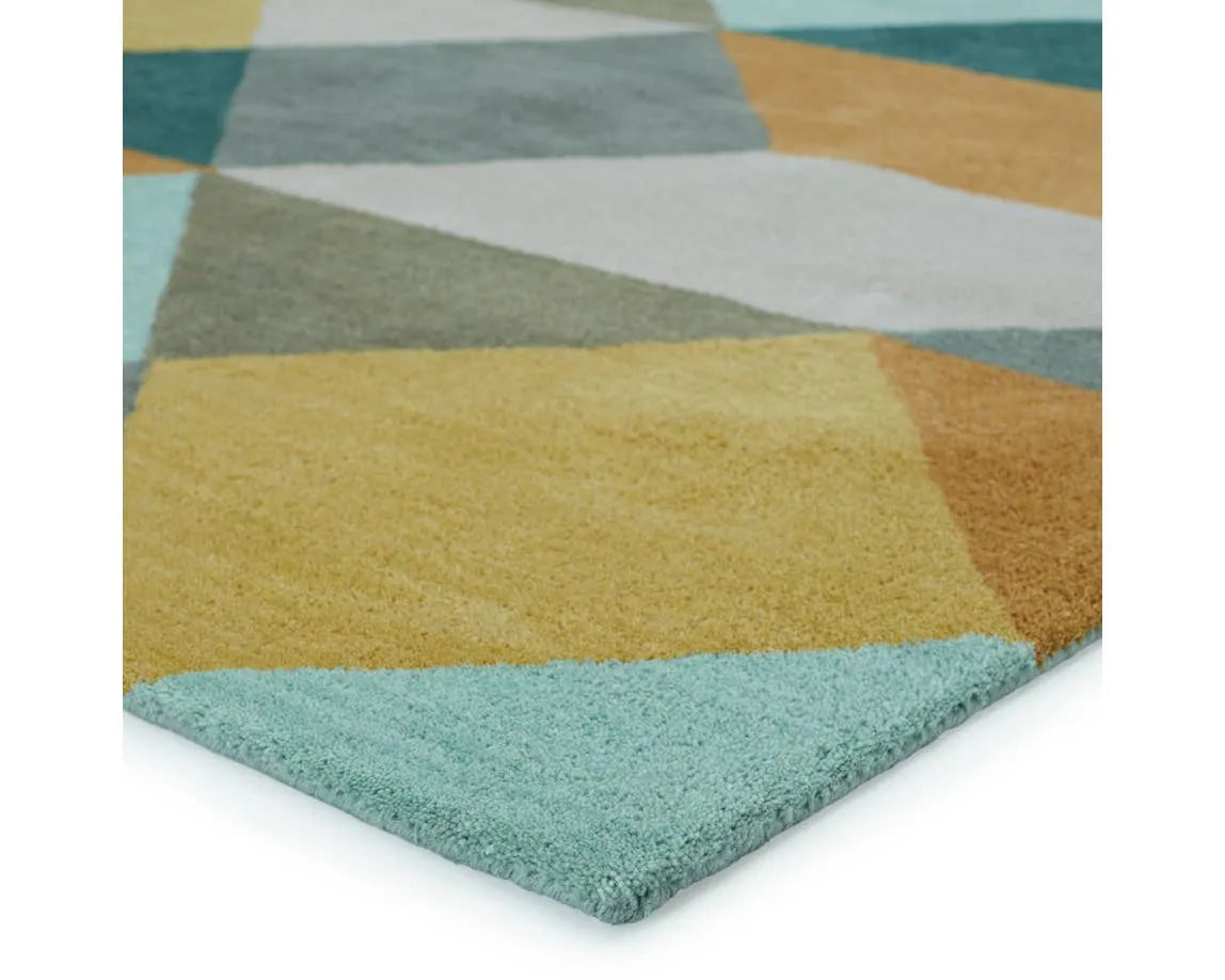 En Casa By Luli Sanchez Tufted LST16 Ojo Gold / Teal Rug - Baconco