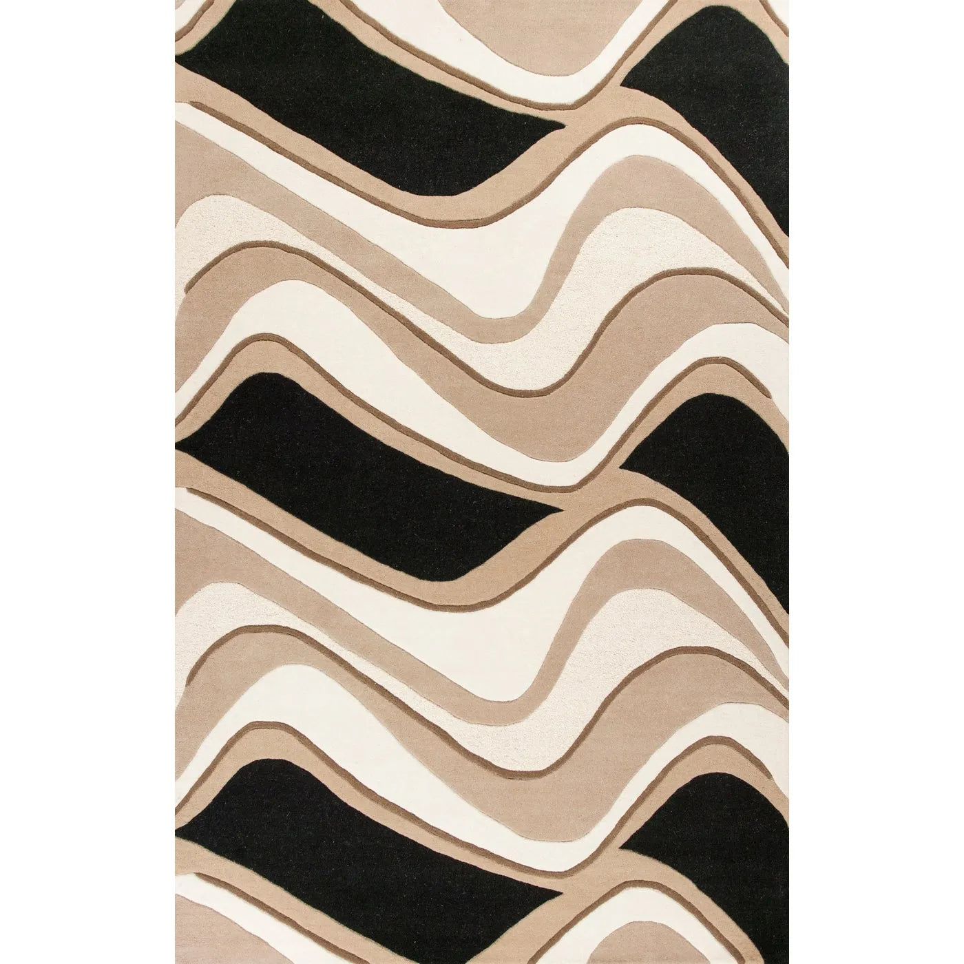 Eternity 1071 Waves Black/Beige Rug - Baconco