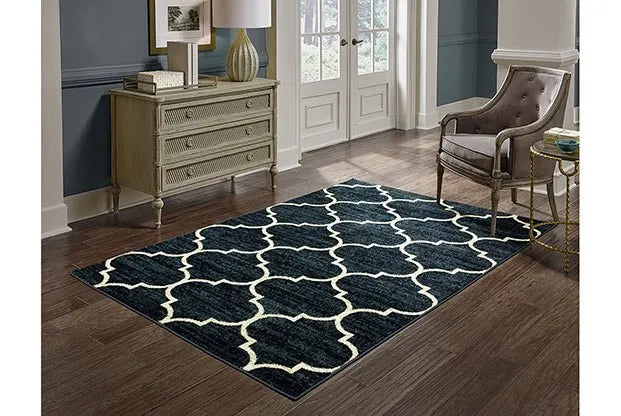 Evandale 9853B Navy/Ivory Rug - Baconco