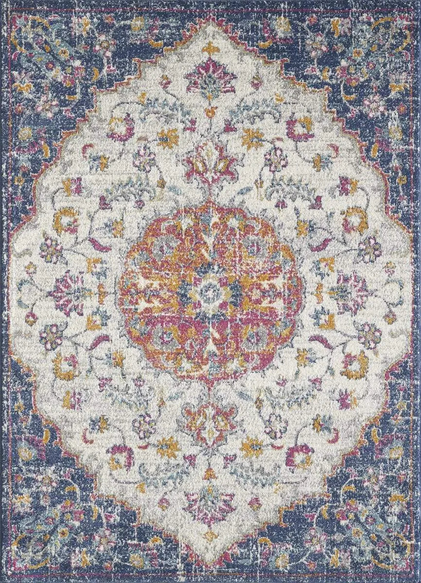 Evolution 5101 Ivory/Navy Farrah Rug - Baconco