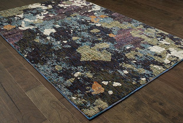 Evolution 8029A Navy/ Green Rug - Baconco