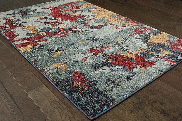 Evolution 8036C Blue/ Red Rug - Baconco