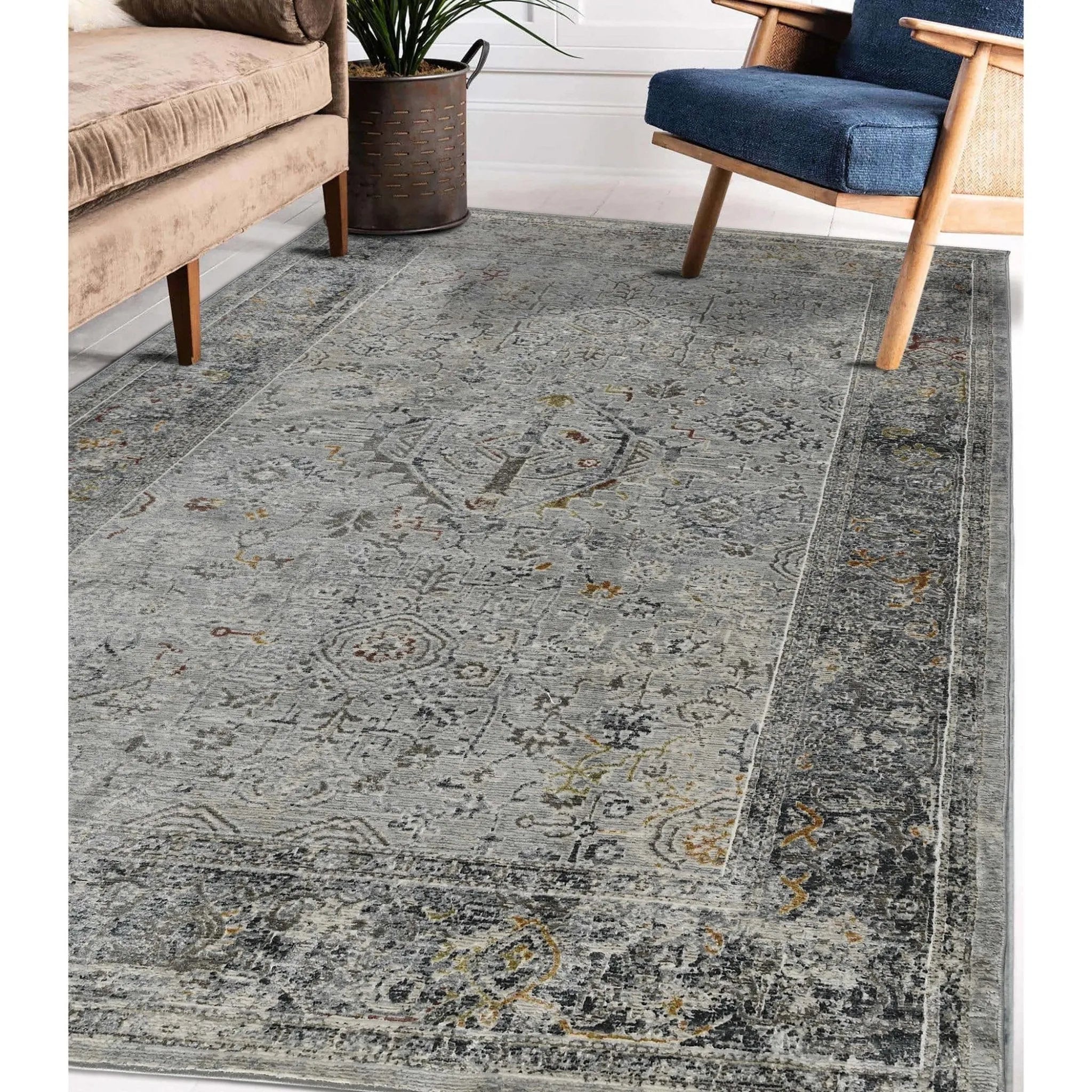 Fairmont FAI-3 Silver/Orange Rug - Baconco