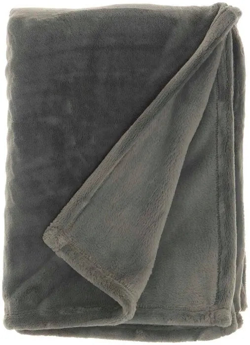 Faux Fur AP102 Charcoal Throw Blanket - Baconco