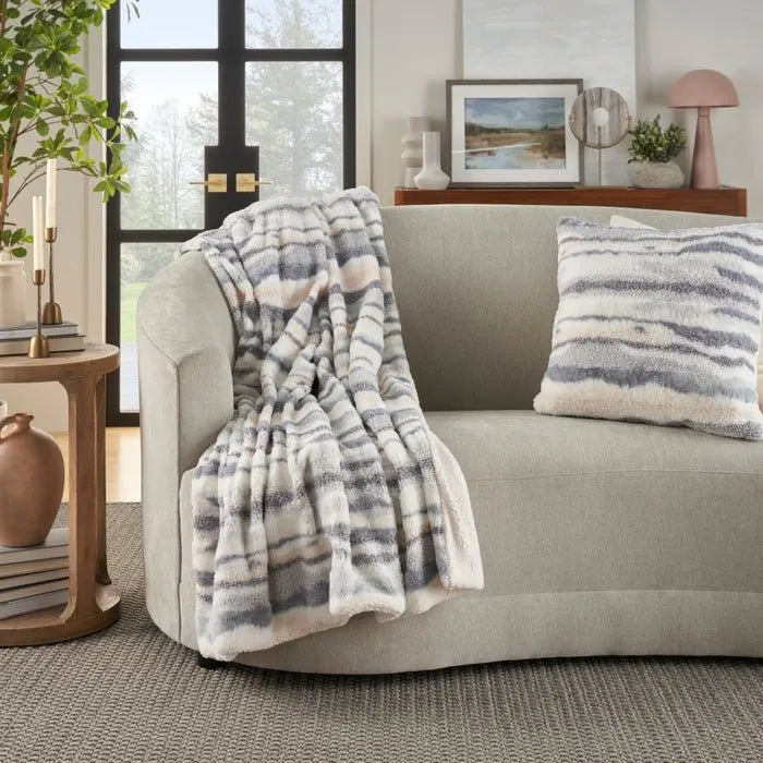 Faux Fur RD520 Blue Throw Blanket - Baconco