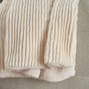 Faux Fur RD639 Ivory Throw Blanket - Baconco