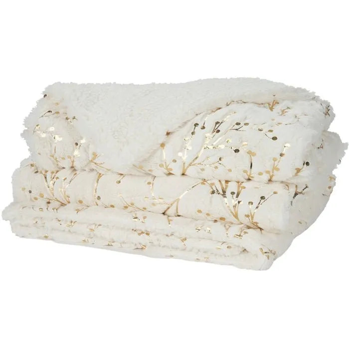 Faux Fur SN107 Ivory Gold Throw Blanket - Baconco