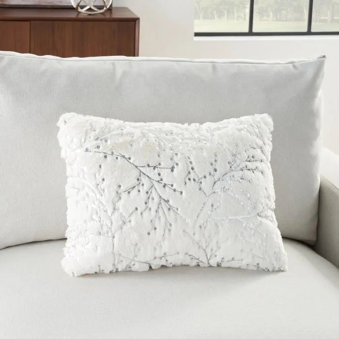 Faux Fur SN107 Ivory/Silver Pillow - Baconco