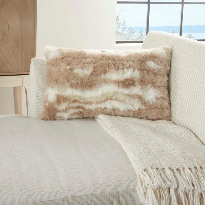 Faux Fur VV017 Beige Pillow - Baconco