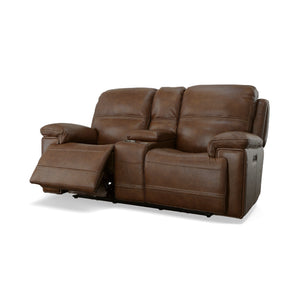 Fenwick Power Reclining Loveseat with Console and Power Headrests - Baconco