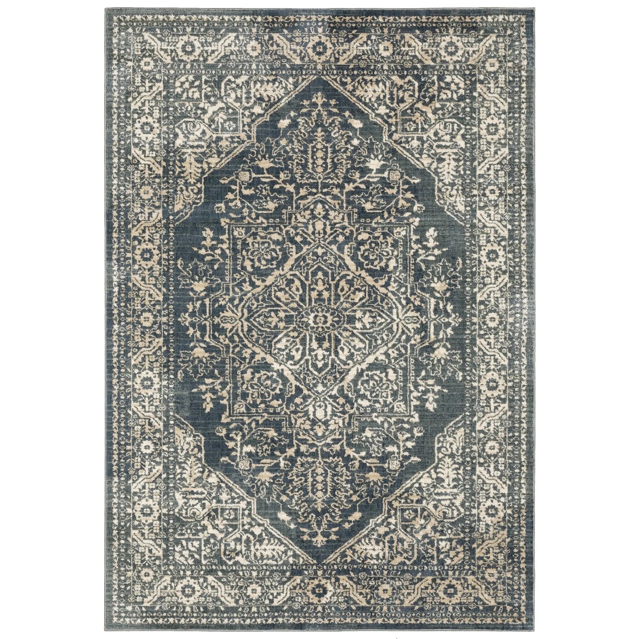 Fiona 5560A Blue/Beige Rug - Baconco