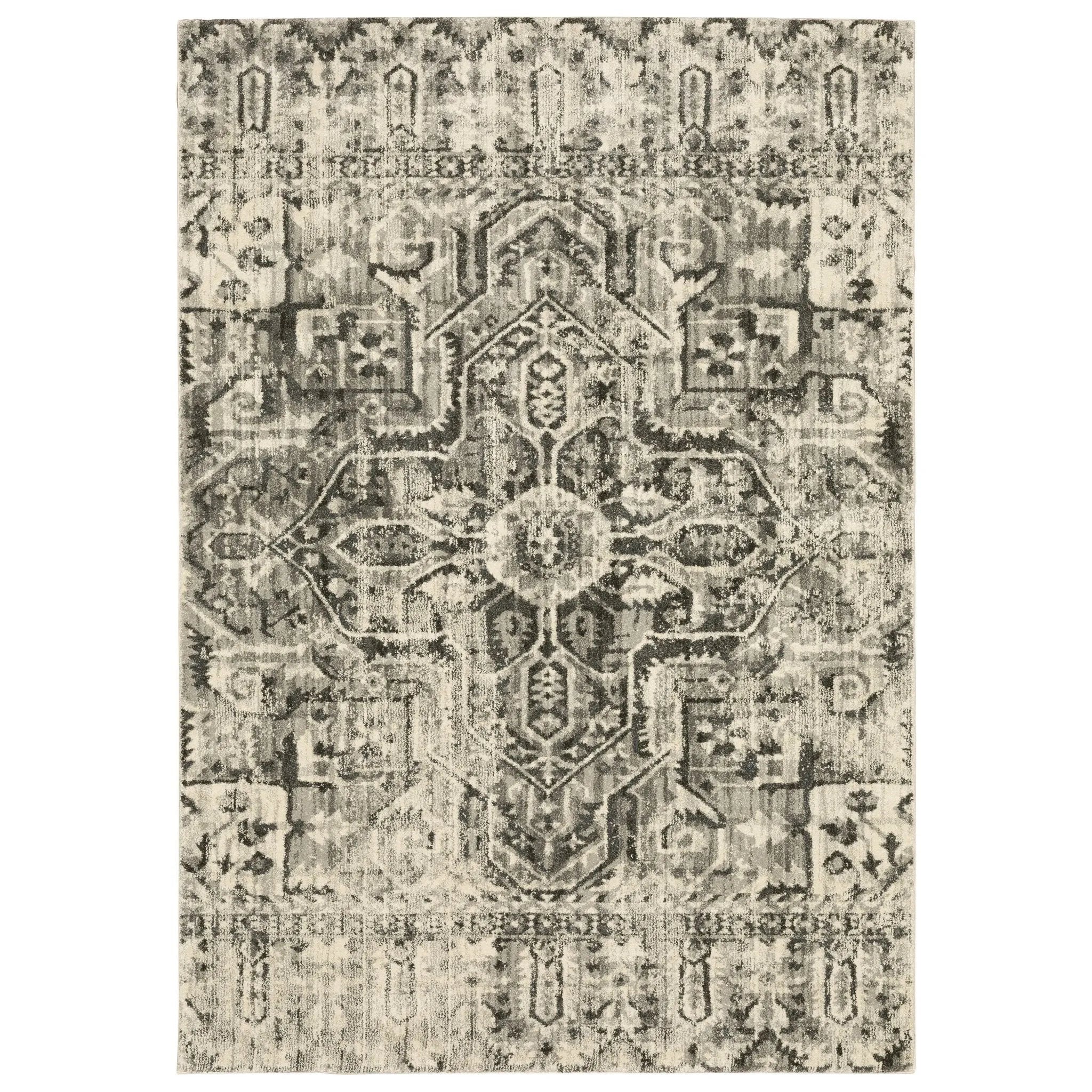 Florence 4333W Charcoal/Ivory Rug - Baconco